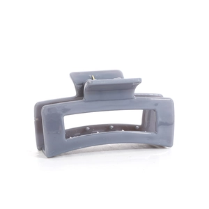 Matte grey-blue hollow rectangular hair claw clip with strong metal spring for women