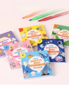 Mini cartoon graffiti coloring books for kids featuring diverse themes and vivid illustrations
