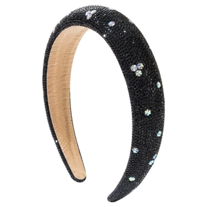 Fashion sponge headband with black rhinestones and colorful star crystal embellishments