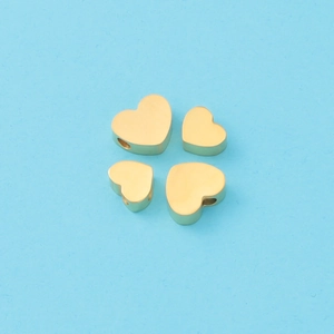 Perles de cœur dorées en acier inoxydable avec trous pour la création de bijoux DIY