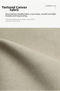 Detail of high-quality beige canvas fabric showing clear texture and flexible weave