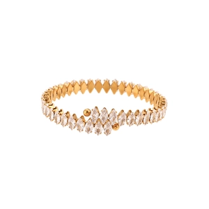 Luxurious gold-plated cuff bracelet featuring brilliant marquise-cut zircon stones