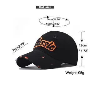 Guía de tallas de gorra de algodón con medidas de 54-60cm de contorno y 7cm de visera