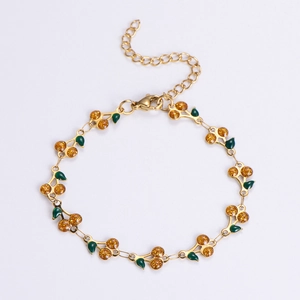 Cherry Fruit Bracelet 304 Stainless Steel 18K Gold Plated Sweet Jewelry For Women Adjustable Chain