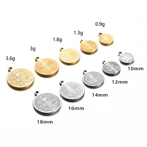 Size and weight specification chart for round stainless steel pendant diy jewelry parts