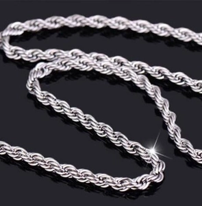 Close-up of 4mm silver twisted rope chain showing intricate braided texture and metallic shine