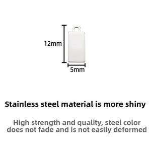 Detailed view of rectangular stainless steel charm 12mm x 5mm for DIY jewelry making