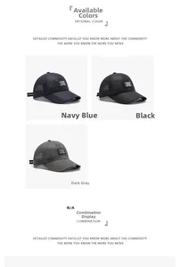 Détail macro du tissu en maille respirante sur les casquettes de sport en noir et marine