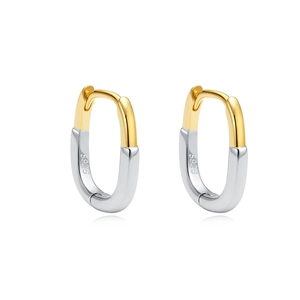 Classic S925 sterling silver U-shaped hoop earrings in gold and silver finish