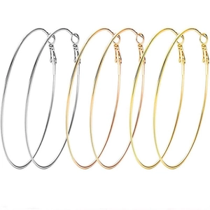 Hoop Earrings 304 Stainless Steel Round Circle Large Exaggerated Fashion Jewelry For Women Gold Plated High Polish
