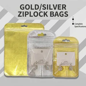 Resealable Zipper Bags Plastic Aluminum Foil Clear Front Window Hanging Hole For Jewelry Small Accessories Packaging
