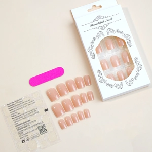 Kit da 24 unghie finte nude con adesivi e lima in confezione professionale curata