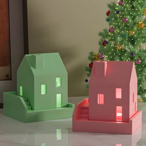 DIY Christmas house silicone mold for candle holder and plaster home decoration