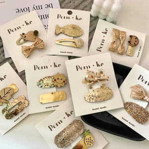 Gold Sequin Fabric Bow Hair Clips Cute Rabbit Cat Pineapple Barrettes For Toddler Girls Kids Handmade Sweet Hair Accessory
