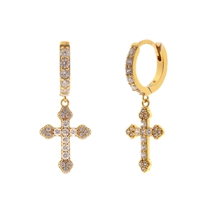 Kruis Dolk Oorbellen Koper Met Zirkoon En 925 Sterling Zilveren Oorsteker Punk Gothic Sieraden Dames