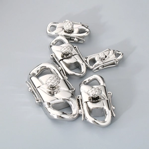Polished silver stainless steel Cuban chain clasps set for jewelry making accessories