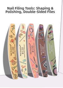 Detail of 5 double-sided washable nail files showing grit sizes from #100 to #240