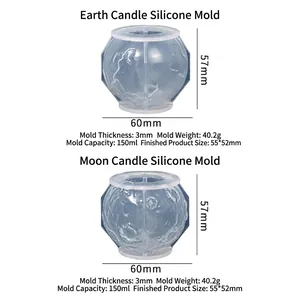 Stampi in silicone per candele terra e luna con pareti da 3 mm e trame dettagliate