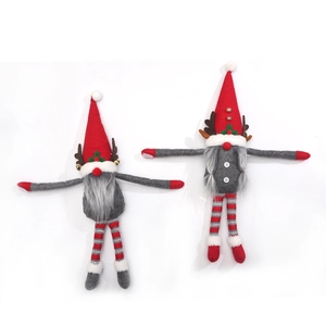 Christmas gnome plush curtain buckles with reindeer antlers and red striped long legs