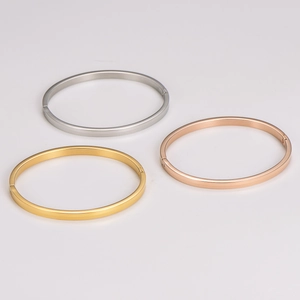Brazalete Ovalado Con Bisagra Minimalista Joyería De Acero Inoxidable 304 Pulido Color Oro Oro Rosa Plata