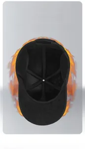 Detail of warm winter baseball cap featuring thick thermal lining and fold-down earflaps