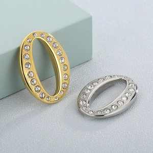 Geometric Oval Hollow Charms Stainless Steel With Zircon Rhinestone DIY Jewelry Making Accessories Fashion Minimalist