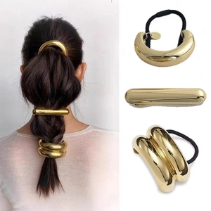 Minimalist Metal Hair Clips And Hair Ties Geometric Mirror Polished Alloy Ponytail Holder Chic Hair Styling Accessories