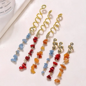 Bohemian gold braid jewelry rings with colorful natural stones and ethnic spiral charms