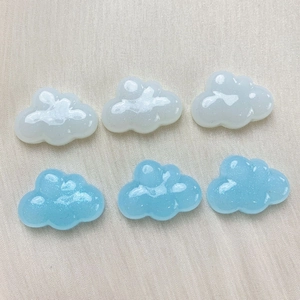 Glittery blue and white cloud resin charms for shoe accessories and DIY crafts decoration