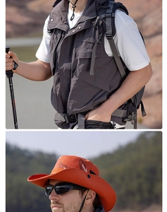 Detail of orange camo boonie hat with wide brim and adjustable chin strap for outdoors