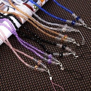 Phone Lanyard Strap Beaded Crystal Glass Neck Hanging Universal Fashion Handmade Accessory With Metal Clasp