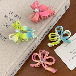 Verlauf Farbe Schmetterlingsschleife Haargreifer Große Haarklammer Mit Kunstperle Strass Elegante Legierung Haarschmuck Für Damen