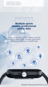 Smartwatch display showing multiple sports modes and fitness tracking icons on screen