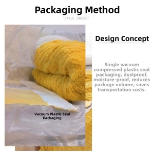 Vacuum-packed yellow jacquard flannel blanket detail showing soft texture and cozy fleece lining
