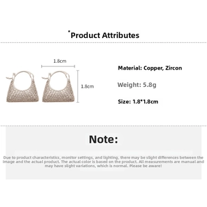 Detailed view of silver-tone triangle zircon earrings with 1.8cm size and weight specs