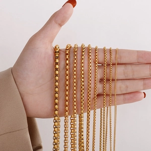 Detailed comparison of various thicknesses for golden stainless steel box chain necklaces