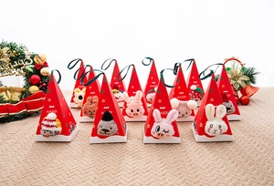 Christmas coral fleece socks set in a red festive gift box with cute animal designs