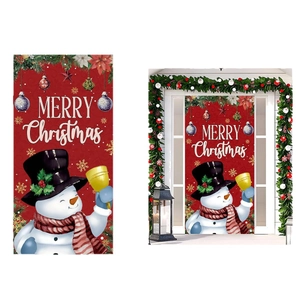 Christmas door banner featuring a festive snowman and bells with Merry Christmas text