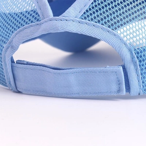 Breathable light blue mesh ponytail baseball cap with adjustable strap for women