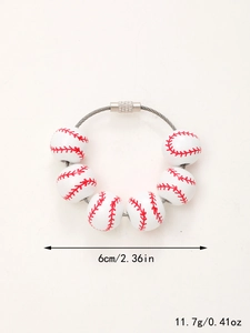 Detail of baseball bead bracelet with size 6cm and weight 11.7g on white background