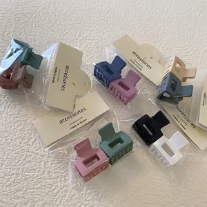Matte finish square mini hair claw clips in Morandi colors for women, 2-piece sets