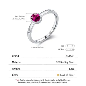 Bague vintage française en argent S925 avec pierre rouge sang de pigeon et diamants
