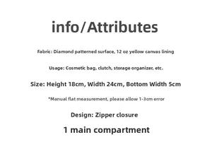 Detailed size specifications for the bow cosmetic bag with 24x18x5cm dimensions