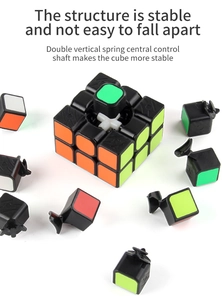 Detail of the internal white cross core and dual vertical spring system of a 3x3 cube