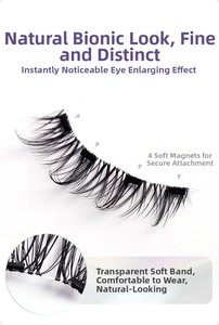 Macro detail of 3D magnetic eyelashes with four mini magnets on a flexible clear band