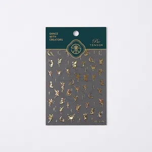 Golden fairy and crescent moon self-adhesive nail art stickers set model M-180