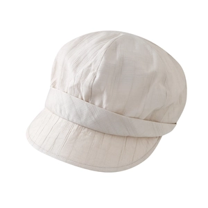 Japanese style minimalist soft brim sun hat with vertical pleats in beige for women