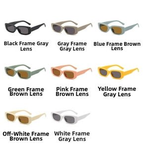 Detailed grid of rectangle kids sunglasses in eight various vibrant frame colors