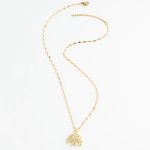 Golden elephant pendant necklace with white cubic zirconia inlay for women
