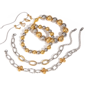 Bracciali bicolore in acciaio inossidabile oro e argento con collana pendente LOVE